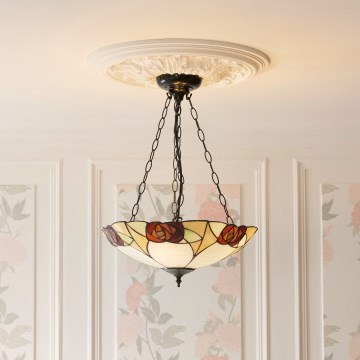 Endon 111879 - Taklampa med kedja Tiffany INGRAM 3xE27/10W/230V Ø 45 cm