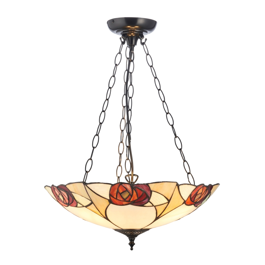Endon 111879 - Taklampa med kedja Tiffany INGRAM 3xE27/10W/230V Ø 45 cm