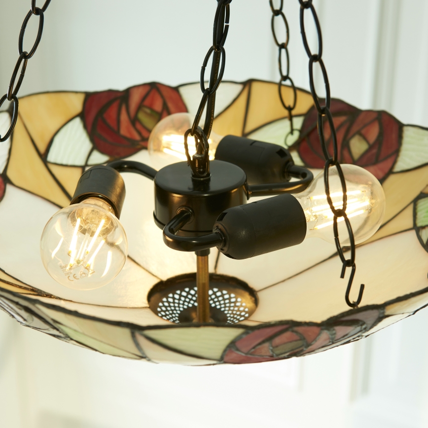 Endon 111879 - Taklampa med kedja Tiffany INGRAM 3xE27/10W/230V Ø 45 cm