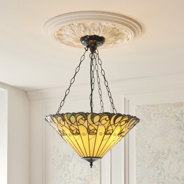 Endon 111881 - Tiffany JAMELIA ljuskrona med kedja 3xE27/10W/230V Ø 50 cm