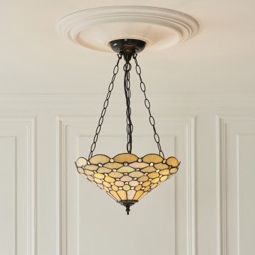 Endon 111884 - Ljuskrona med kedja Tiffany PEARL 3xE27/10W/230V Ø 37 cm