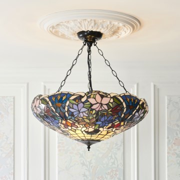 Endon 111887 - Taklampa i Tiffany-stil med kedja SULLIVAN 3xE27/10W/230V Ø 57 cm