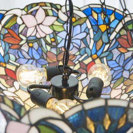 Endon 111887 - Taklampa i Tiffany-stil med kedja SULLIVAN 3xE27/10W/230V Ø 57 cm