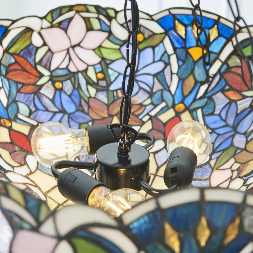Endon 111887 - Taklampa i Tiffany-stil med kedja SULLIVAN 3xE27/10W/230V Ø 57 cm