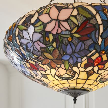 Endon 111887 - Taklampa i Tiffany-stil med kedja SULLIVAN 3xE27/10W/230V Ø 57 cm