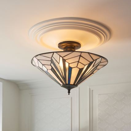 Endon 111895 - Tiffany ASTORIA ytmonterad takkrona 3xE27/10W/230V Ø 48 cm