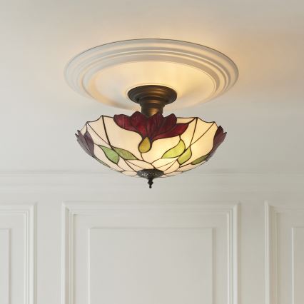 Endon 111896 - Ytmonterad taklampa Tiffany BOTANICA 3xE27/10W/230V Ø 45 cm