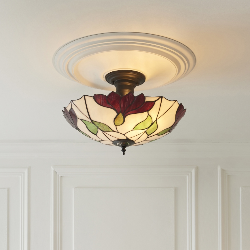 Endon 111896 - Ytmonterad taklampa Tiffany BOTANICA 3xE27/10W/230V Ø 45 cm