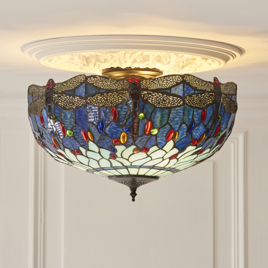 Endon 111899 - Taklampa Tiffany DRAGONFLY 3xE27/10W/230V Ø 50 cm