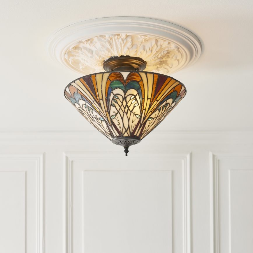 Endon 111905 - Ytmonterad Tiffany-taklampa HECTOR 3xE27/10W/230V Ø 40 cm