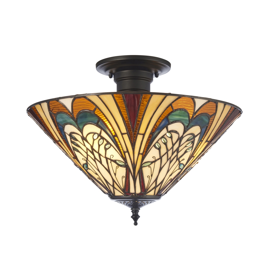 Endon 111905 - Ytmonterad Tiffany-taklampa HECTOR 3xE27/10W/230V Ø 40 cm