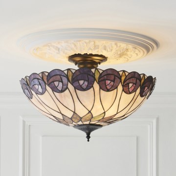 Endon 111906 - Ytmonterad takkrona Tiffany HUTCHINSON 3xE27/10W/230V Ø 50 cm