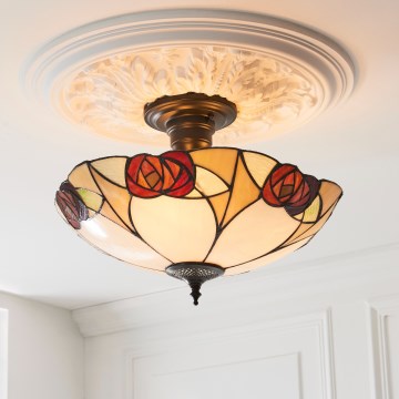 Endon 111907 - Ytmonterad Tiffany-taklampa INGRAM 3xE27/10W/230V Ø 45 cm