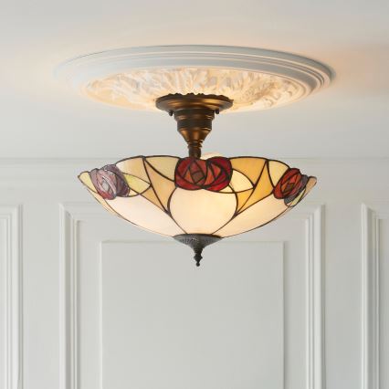 Endon 111907 - Ytmonterad Tiffany-taklampa INGRAM 3xE27/10W/230V Ø 45 cm