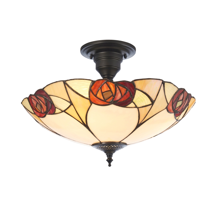 Endon 111907 - Ytmonterad Tiffany-taklampa INGRAM 3xE27/10W/230V Ø 45 cm