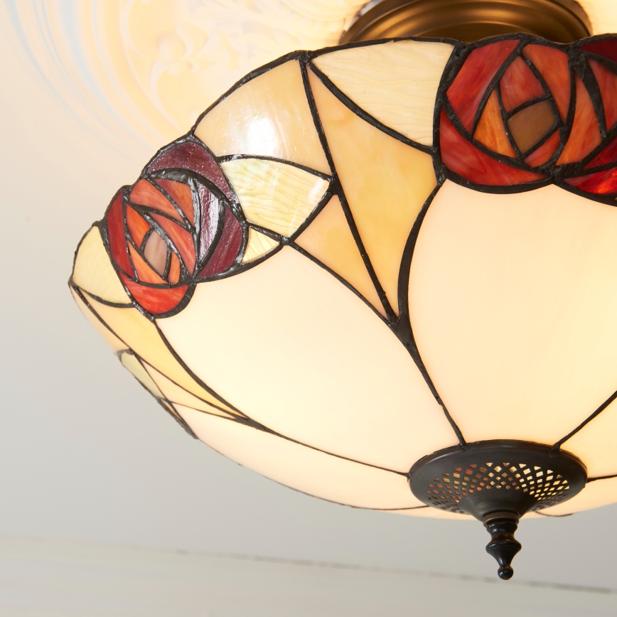 Endon 111907 - Ytmonterad Tiffany-taklampa INGRAM 3xE27/10W/230V Ø 45 cm
