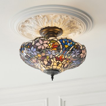 Endon 111915 - Ytmonterad Tiffany-taklampa SULLIVAN 3xE27/10W/230V Ø 40 cm