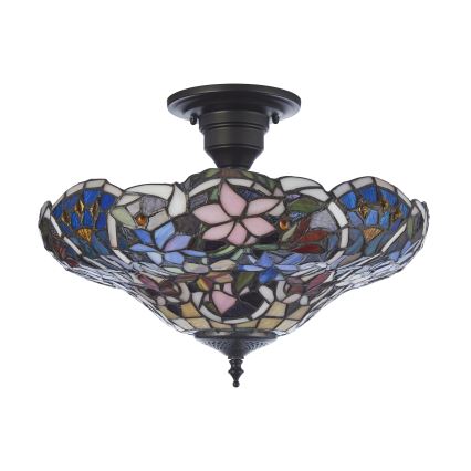 Endon 111915 - Ytmonterad Tiffany-taklampa SULLIVAN 3xE27/10W/230V Ø 40 cm