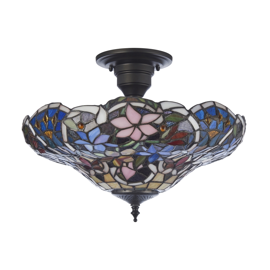 Endon 111915 - Ytmonterad Tiffany-taklampa SULLIVAN 3xE27/10W/230V Ø 40 cm