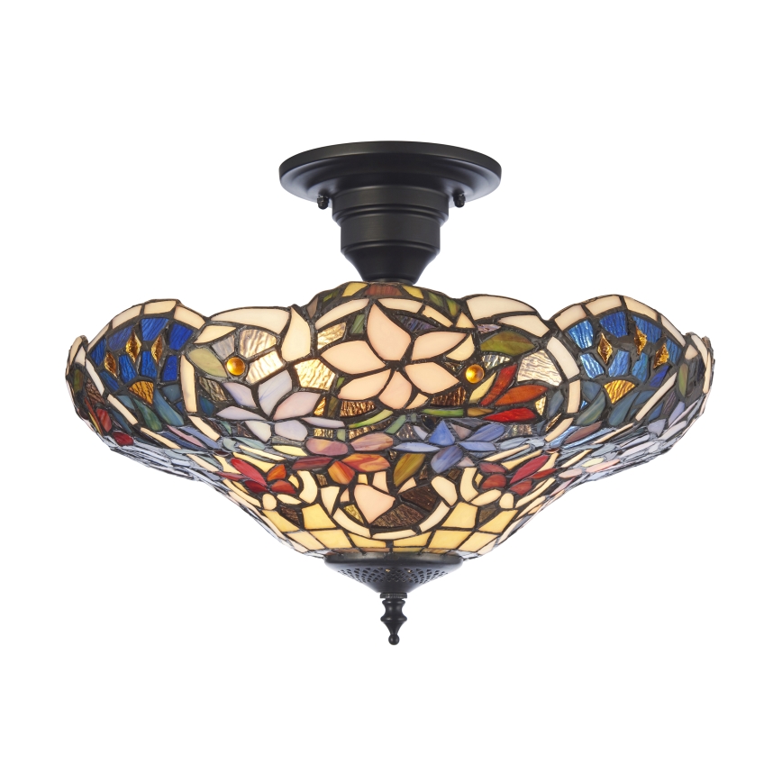 Endon 111915 - Ytmonterad Tiffany-taklampa SULLIVAN 3xE27/10W/230V Ø 40 cm