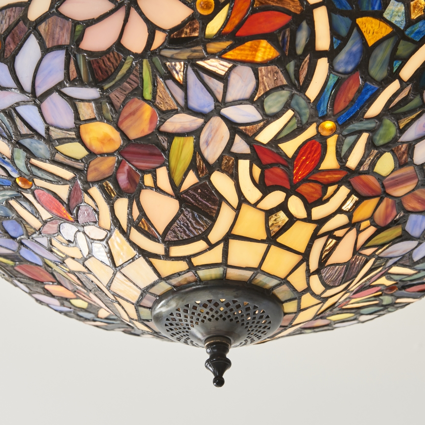 Endon 111915 - Ytmonterad Tiffany-taklampa SULLIVAN 3xE27/10W/230V Ø 40 cm