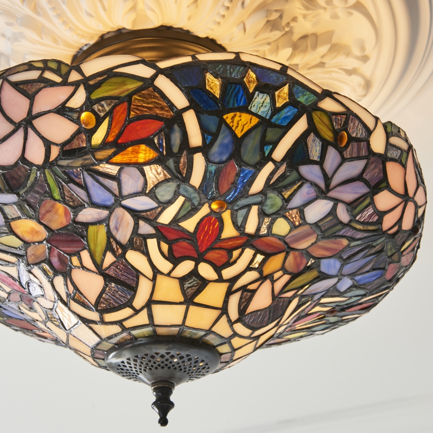 Endon 111915 - Ytmonterad Tiffany-taklampa SULLIVAN 3xE27/10W/230V Ø 40 cm