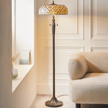 Endon 111921 - Golvlampa Tiffany MILLE FEUX 2xE27/10W/230V Ø 45 cm