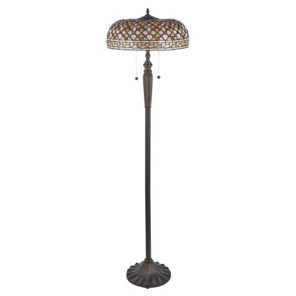 Endon 111921 - Golvlampa Tiffany MILLE FEUX 2xE27/10W/230V Ø 45 cm