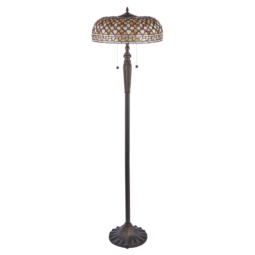 Endon 111921 - Golvlampa Tiffany MILLE FEUX 2xE27/10W/230V Ø 45 cm