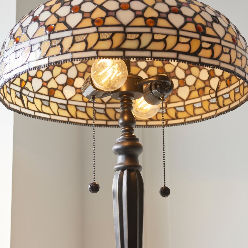 Endon 111921 - Golvlampa Tiffany MILLE FEUX 2xE27/10W/230V Ø 45 cm
