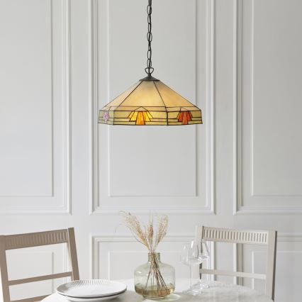 Endon 111989 - Ljuskrona på kedja Tiffany NEVADA 3xE27/10W/230V Ø 40 cm