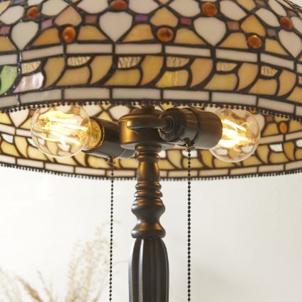 Endon 112178 - Bordslampa Tiffany MILLE FEUX 2xE14/40W/230V Ø 45 cm