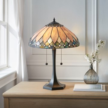 Endon 112183 - Bordslampa Tiffany BROOKLYN 2xE14/10W/230V Ø 40 cm