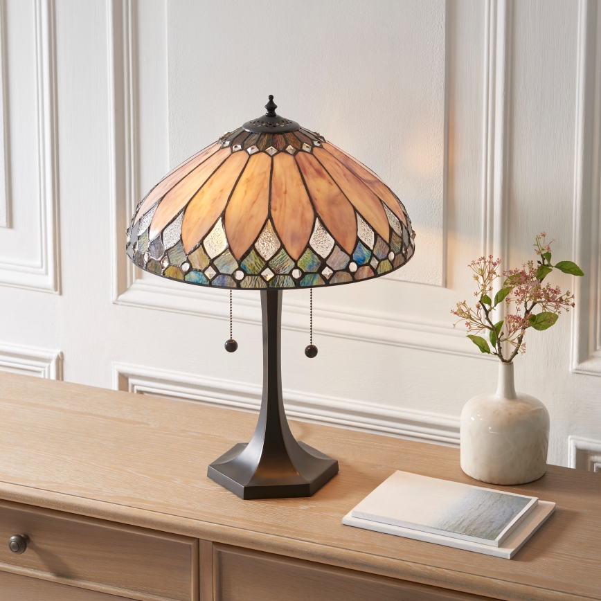Endon 112183 - Bordslampa Tiffany BROOKLYN 2xE14/10W/230V Ø 40 cm