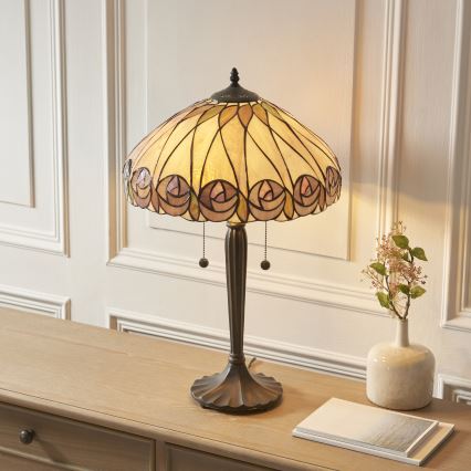 Endon 112184 - Bordslampa Tiffany HUTCHINSON 2xE27/10W/230V diam. 40 cm