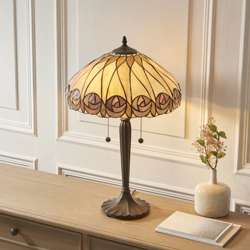 Endon 112184 - Bordslampa Tiffany HUTCHINSON 2xE27/10W/230V diam. 40 cm