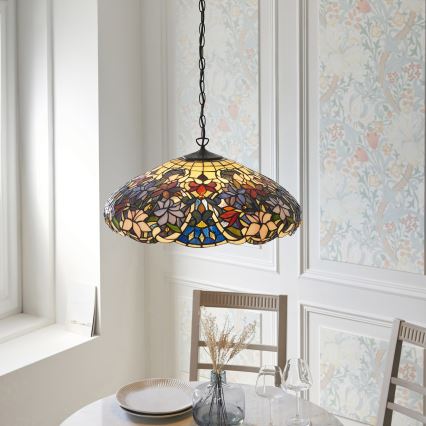 Endon 112193 - Ljuskrona i Tiffany-stil SULLIVAN med kedja, 3xE27/60W/230V Ø 57 cm