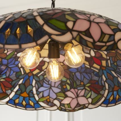 Endon 112193 - Ljuskrona i Tiffany-stil SULLIVAN med kedja, 3xE27/60W/230V Ø 57 cm
