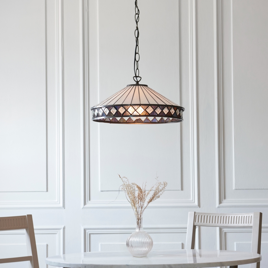 Endon 112196 - Kronlampa med kedja Tiffany FARGO 1xE27/60W/230V Ø 41,5 cm