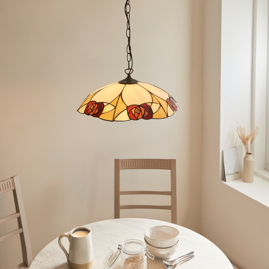 Endon 112197 - Taklampa med kedja Tiffany INGRAM 1xE27/60W/230V Ø 45 cm