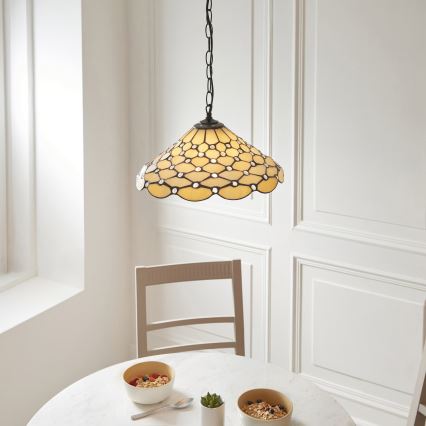 Endon 112226 - Ljuskrona med kedja Tiffany PEARL 1xE27/10W/230V Ø 45 cm