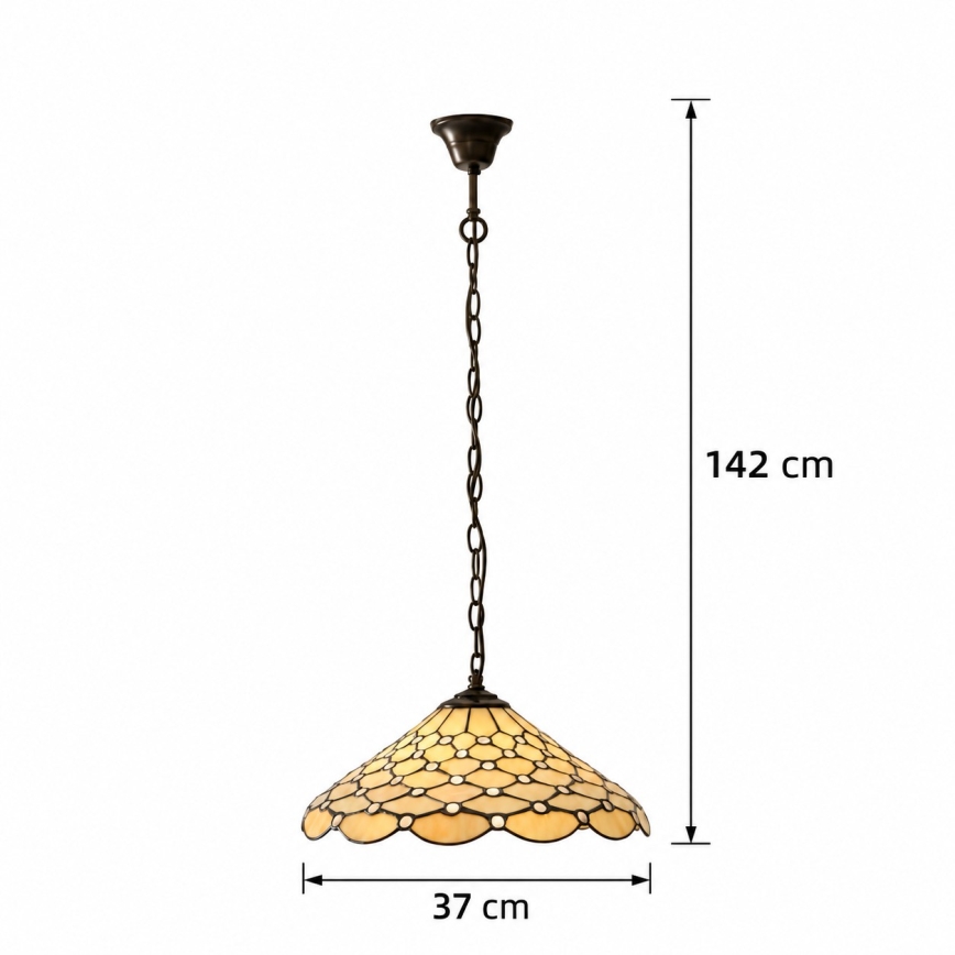 Endon 112226 - Ljuskrona med kedja Tiffany PEARL 1xE27/10W/230V Ø 45 cm
