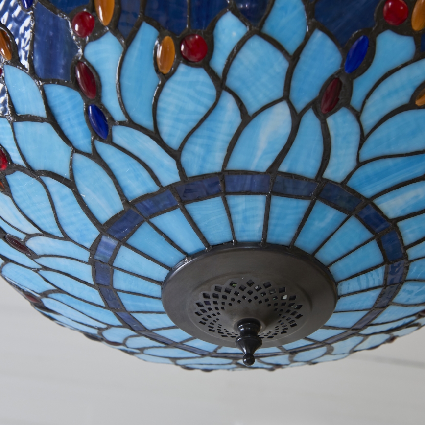 Endon 112250 - Ljuskrona med kedja Tiffany DRAGONFLY, 3xE27/60W/230V, Ø 50 cm