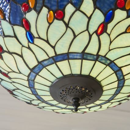 Endon 112250 - Ljuskrona med kedja Tiffany DRAGONFLY, 3xE27/60W/230V, Ø 50 cm