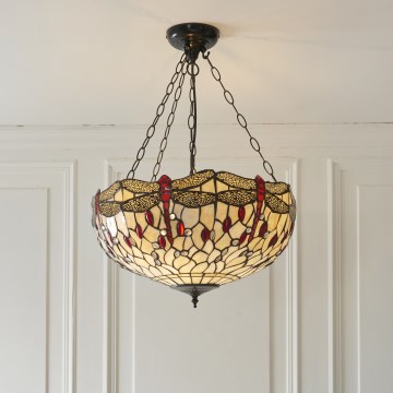 Endon 112251 - Taklampa med kedja Tiffany DRAGONFLY 3xE27/60W/230V Ø 50 cm