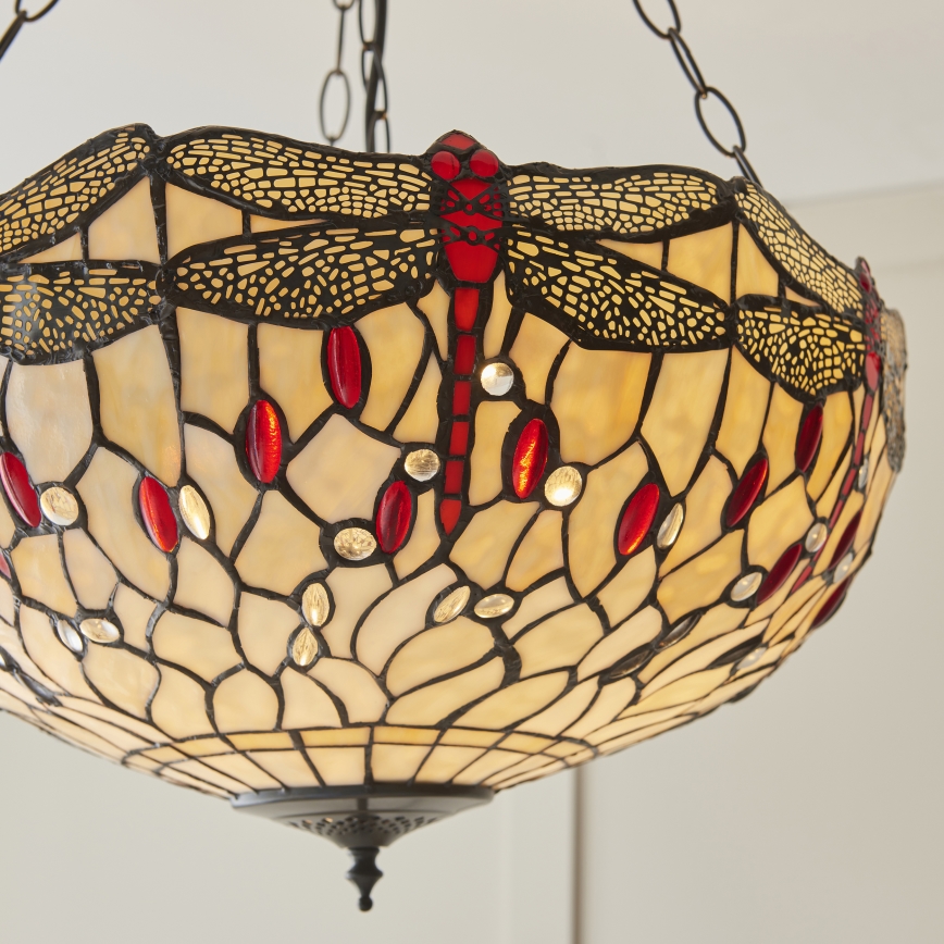 Endon 112251 - Taklampa med kedja Tiffany DRAGONFLY 3xE27/60W/230V Ø 50 cm
