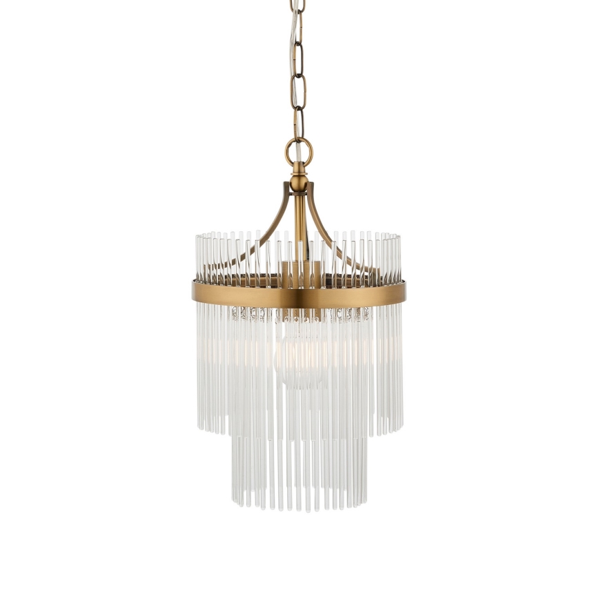 Endon 112572 - Taklampa på kedja MARIETTA 1xE27/10W/230V mässing/klarglas