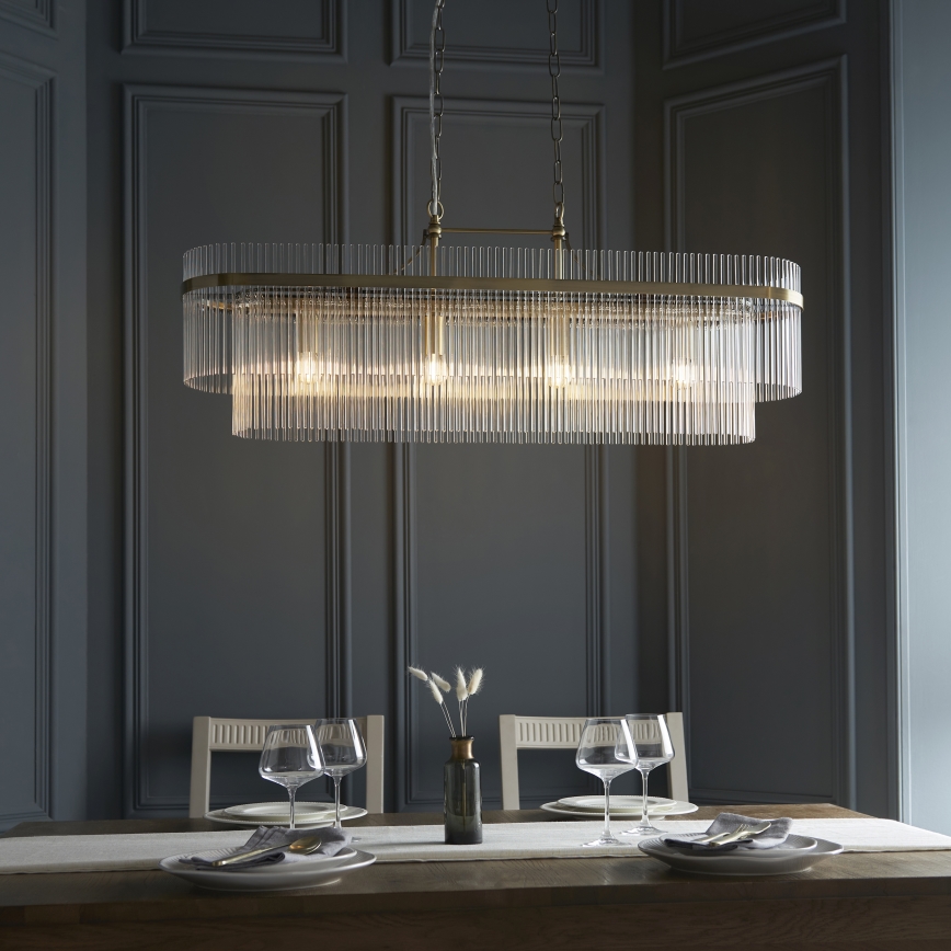 Endon 112573 - Ljuskrona på kedja MARIETTA 4xE14/6W/230V mässing/genomskinlig