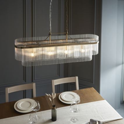 Endon 112573 - Ljuskrona på kedja MARIETTA 4xE14/6W/230V mässing/genomskinlig
