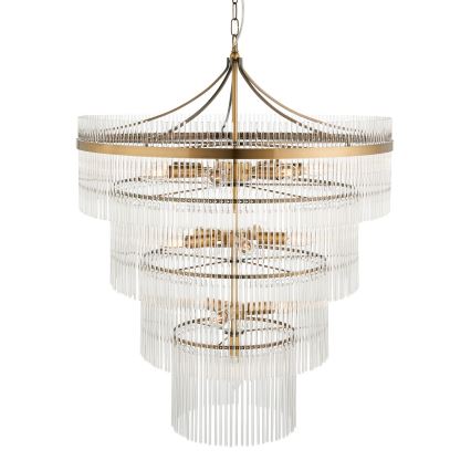 Endon 112576 - Ljuskrona på kedja MARIETTA 16xE14/6W/230V mässing/genomskinlig
